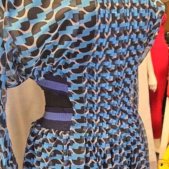 Runway Skirts Blue Halter Neckline Long Sleeves Cut Out Ankle Lenght Dress S - Picture 7 of 14